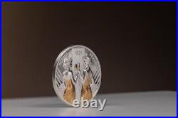 2021 Cook Islands Morgan and Peace 1 oz Silver Gilded Proof Coin mintage 921