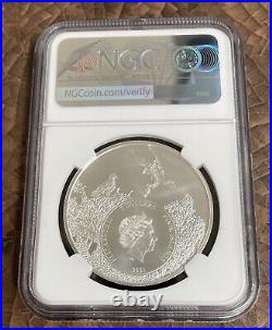 2021 Cook Islands New York Beaver Ngc Ms70 Us State Animal Series 1 Oz Silver