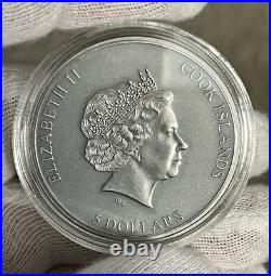 2021 Cook Islands Trap Attack 1 oz Silver Antiqued Coin High Relief