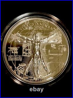 2021 Cook Islands VITRUVIAN MAN 1 Oz Silver Coin 5$