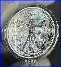 2021 Cook Islands Vitruvian Man X-Ray 1 oz Silver Proof Coin Ultra High Relief