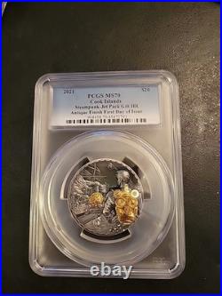 2021 STEAMPUNK 3oz Silver Coin MS70 $20 Cook Islands First Day Release LOT#119 2021 STEAMPUNK 3oz Silver Coin MS70 $20 Cook Islands First Day Release LOT#119