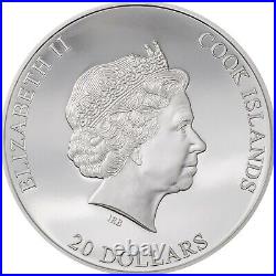 2021 Silver Burst 3 Oz Silver Proof Cook Islands $20 Coin UHR JN368