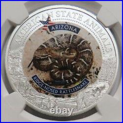 2021 Silver Cook Islands $5 Ridge-nosed Rattlesnake State Animal Coin Ngc Ms 70