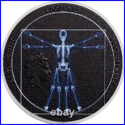 2021 Vitruvian Man X-Ray 1 oz Silver Ultra High Relief Coin $5 Cook Island JK969