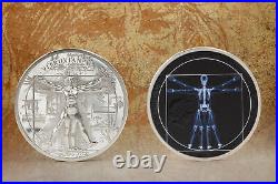 2021 Vitruvian Man X-Ray 1 oz Silver Ultra High Relief Coin $5 Cook Island JK969