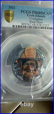 2021 cook islands 3 oz silver real heroes firefighter