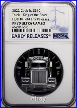 2022 $10 Cook Islands 2oz Silver Proof Truck King of the Road NGC PF70 UCAM ER