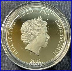 2022 1 Oz 999 Fine Silver CIT Cook Islands Electric Nature- Roller High Relief