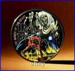 2022 1oz 999 Silver Coin IRON MAIDEN Number of the Beast $5 Cook Islands