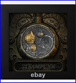2022 $20 Cook Islands Steampunk NAUTILUS Gilded Antique Finish 3 Oz Silver Coin