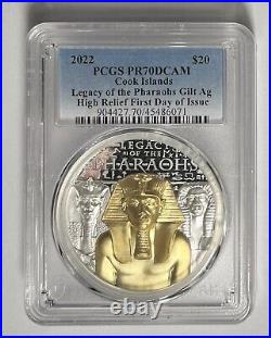 2022 3oz Silver Cook Islands Pharaohs, Only 101 PCGS PR70 Graded Worldwide # IHT