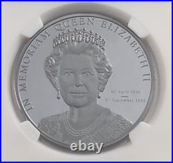 2022 $5 Cook Island Memoriam Queen Elizabeth II Silver Black Proof with Stamps 2