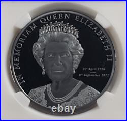 2022 $5 Cook Island Memoriam Queen Elizabeth II Silver Black Proof with Stamps 2