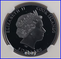 2022 $5 Cook Island Memoriam Queen Elizabeth II Silver Black Proof with Stamps 2