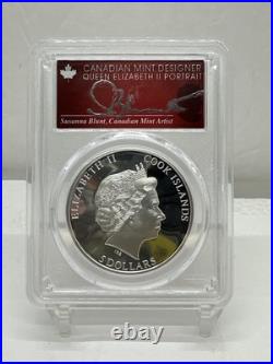 2022 $5 Cook Islands 1oz In Memoriam SIGNED LABEL PCGS PR70DCAM FDOI CB7-100