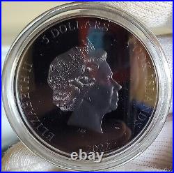 2022 $5 Cook Islands Iron Maiden FEAR OF THE DARK 1 Oz Silver Black Obsidia Coin