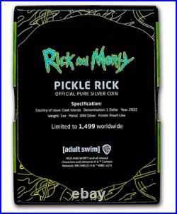 2022 Cook Island 1 oz silver Rick & Morty Pickle Rick Adult Swim coin