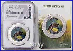 2022 Cook Island $5 NJ Western Honey Bee 1 oz 999 Silver Seven K NGC MS 70 H16