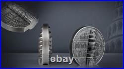 2022 Cook Island Leaning Tower of Pisa 2oz Silver Antique Finish Coin 2022 Cook Island Leaning Tower of Pisa 2oz Silver Antique Finish Coin