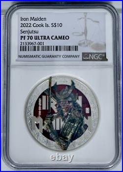 2022 Cook Islands $10 Iron Maiden SENJUTSU NGC PF70 2oz Silver Coin High Relief