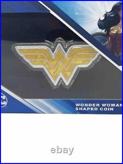 2022 Cook Islands $1 1oz Silver Wonder Woman Shaped Proof Coin With OGP