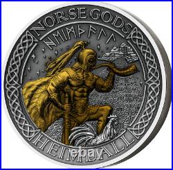 2022 Cook Islands $1 Norse Gods Heimdall 2 oz Silver Coin 500 Mintage