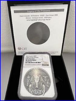 2022 Cook Islands $20 3oz Silver Coin Legacy of the Pharaohs NGC 70/ NG001