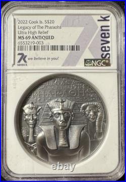 2022 Cook Islands $20 Legacy Of the Pharaohs 3 Oz NGC MS 69 UHR Antiqued Silver 2022 Cook Islands $20 Legacy Of the Pharaohs 3 Oz NGC MS 69 UHR Antiqued Silver