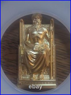 2022 Cook Islands $20 Zeus 3oz Gold Gilt 999 Silver Ultra High Relief MS70 NGC