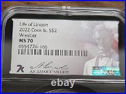2022 Cook Islands $2 Silver Coin NGC MS70 Life of Lincoln Wrestler