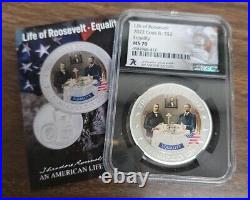 2022 Cook Islands $2 Silver Coin NGC MS70 Life of Roosevelt Equality