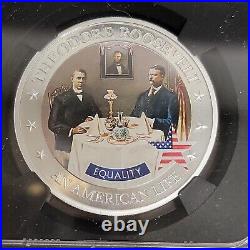 2022 Cook Islands $2 Silver Coin NGC MS70 Life of Roosevelt Equality