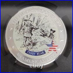 2022 Cook Islands $2 Silver Coin NGC MS70 Life of Roosevelt Teddy Bear