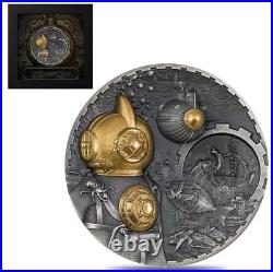 2022 Cook Islands 3 oz Silver Steampunk Nautilus Coin Antiqued. 999 Fine withBox