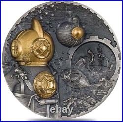 2022 Cook Islands 3 oz Silver Steampunk Nautilus Coin Antiqued. 999 Fine withBox