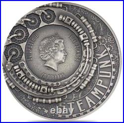 2022 Cook Islands 3 oz Silver Steampunk Nautilus Coin Antiqued. 999 Fine withBox