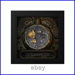 2022 Cook Islands 3 oz Silver Steampunk Nautilus Coin Antiqued. 999 Fine withBox