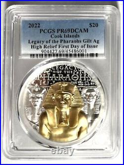 2022 Cook Islands 3oz Gilded Silver Legacy Only 24 PCGS Pharaoh Graded PR69 INN