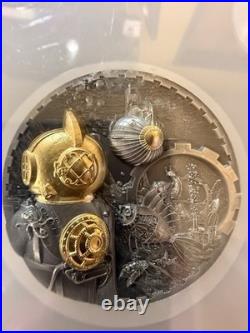 2022 Cook Islands 3oz Silver Steampunk Nautilus MS-70 Antiqued NGC 24k PL 2022 Cook Islands 3oz Silver Steampunk Nautilus MS-70 Antiqued NGC 24k PL