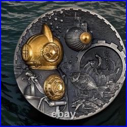 2022 Cook Islands 3oz Silver Steampunk Nautilus MS-70 NGC 24k PL 888 Minted