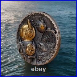 2022 Cook Islands 3oz Silver Steampunk Nautilus MS-70 NGC 24k PL 888 Minted