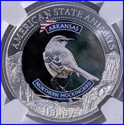 2022 Cook Islands $5 Arkansas Mockingbird NGC MS70 US State Animal 1 oz Silver