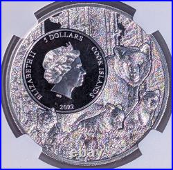 2022 Cook Islands $5 Arkansas Mockingbird NGC MS70 US State Animal 1 oz Silver