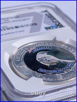 2022 Cook Islands $5 Arkansas Mockingbird NGC MS70 US State Animal 1 oz Silver