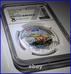 2022 Cook Islands $5 Iowa Bullfrog NGC MS70 U. S. State Animal 1 oz Silver