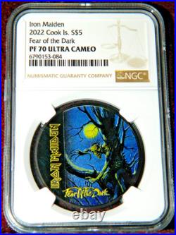 2022 Cook Islands $5 Iron Maiden Fear Of The Dark 1 Oz Coin Ngc Pf70 Ultra Cameo