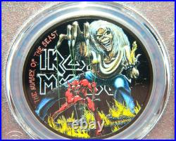 2022 Cook Islands $5 Iron Maiden Number Of The Beast Silver Coin Pcgs Pr70 Dcam