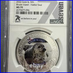 2022 Cook Islands $5 Rhode Island Harbor Seal U. S. State Animal Series MS70 NGC