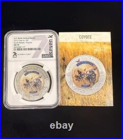 2022 Cook Islands $5 South Dakota Coyote MS70 1oz U. S. State Animal Series NGC